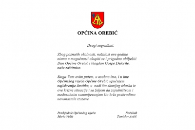 Čestitka Općine Orebić povodom Dana Općine i blagdana Gospe Delorite!
